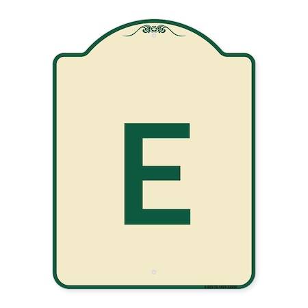Signmission Designer Series Sign W/ Letter E, Tan & Green Heavy-Gauge Aluminum Sign, 24" x 18", TG-1824-22956 A-DES-TG-1824-22956